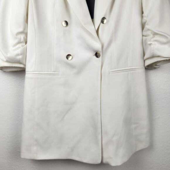 Marc Ellis Blazer White/Cream Size 42 Italian Size 6 Ruched Sleeves NWT - Picture 3 of 12